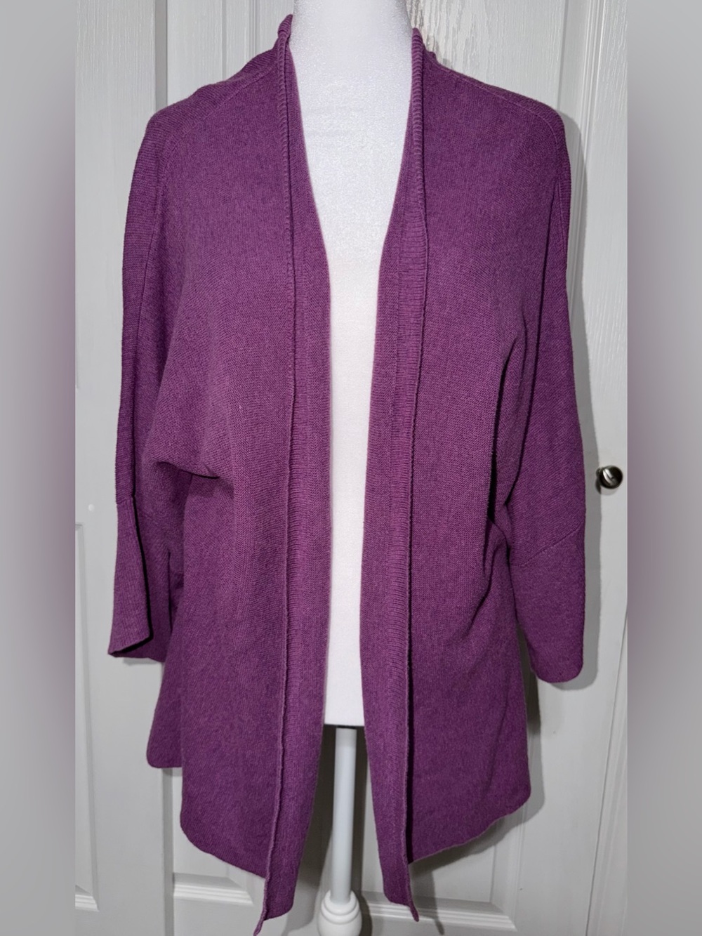 Eileen Fisher Organic Cotton Purple Open-Front Cardigan-PS